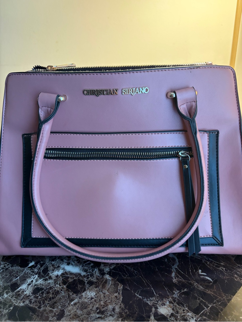Christian Siriano Blush Pink Tote with Black Trim